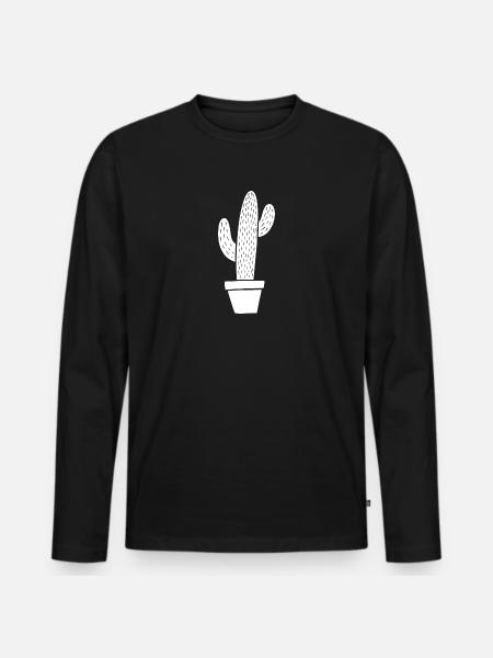 Cactus in pot - Men's Premium Organic Long Sleeve Shirt - black