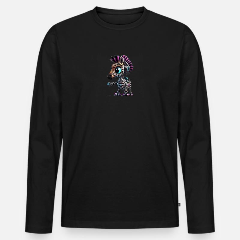 Zebra Roboter - Männer Premium Bio Langarmshirt - Schwarz