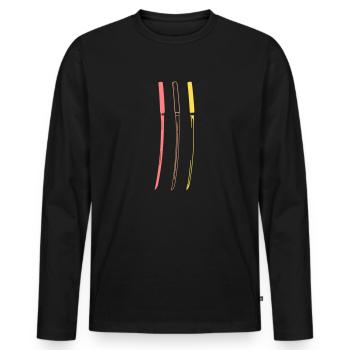 Shirasaya katana trois couleurs retro Ronin épée - T-shirt manches longues Premium bio Homme - noir - Devant - Nico (187cm)