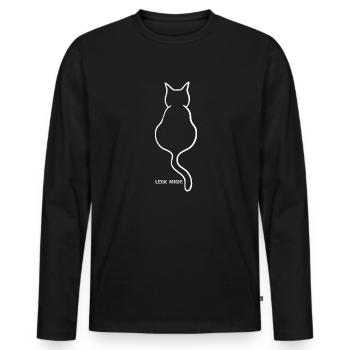 Leck mich sagt meine Katze - Männer Premium Bio Langarmshirt - Schwarz - Vorne - Nico (187cm)