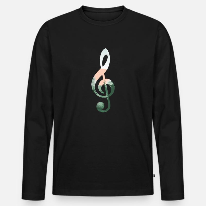 Violinschlüssel Landschaft - Männer Premium Bio Langarmshirt - Schwarz
