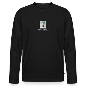 Statue de la Liberté New York rétro Photo - T-shirt manches longues Premium bio Homme - noir - Devant - Nico (187cm)