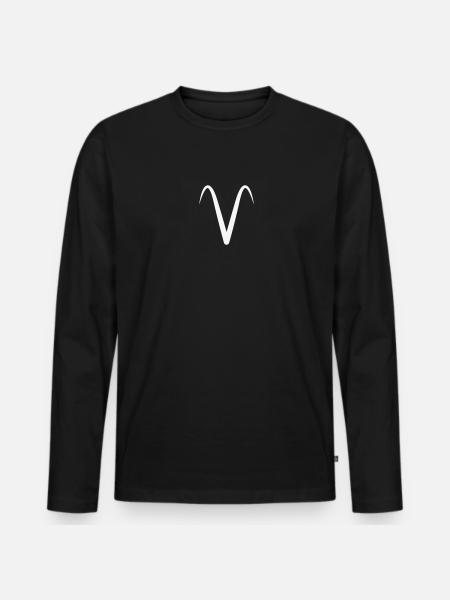 Sternzeichen Widder - Männer Premium Bio Langarmshirt - Schwarz