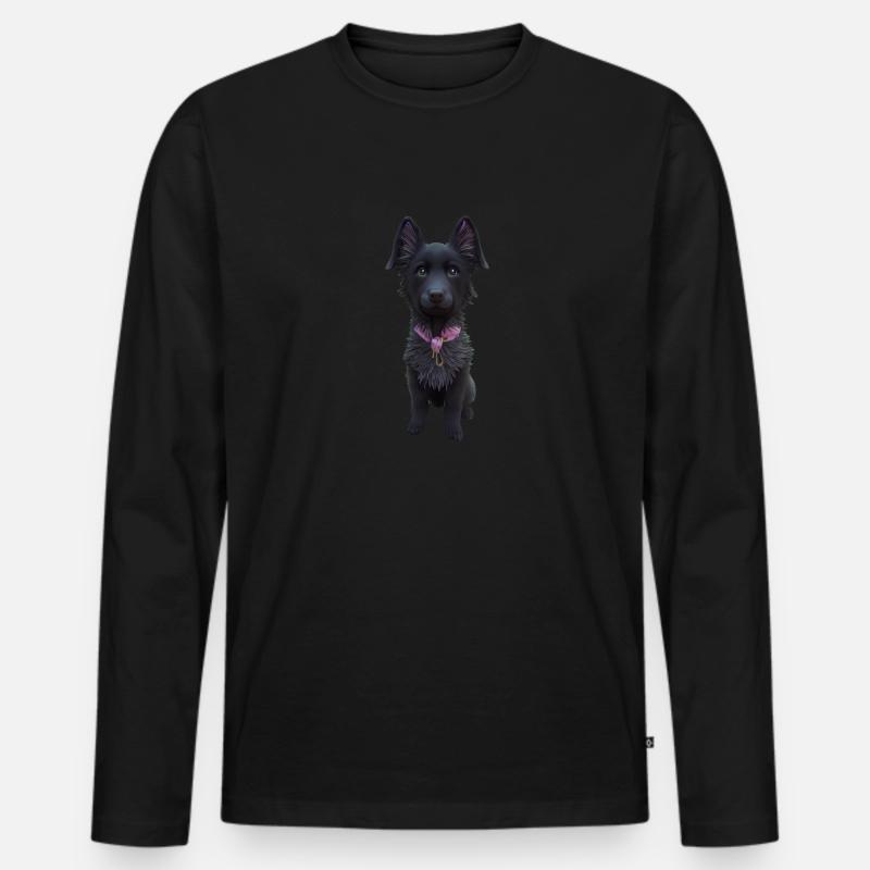 Schwarzer Schäferhund - Männer Premium Bio Langarmshirt - Schwarz