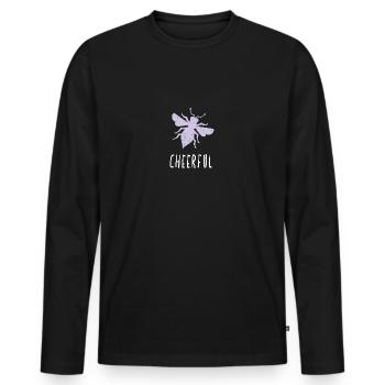 Abeille pastel violette Abeille gaie Soyez joyeux - T-shirt manches longues Premium bio Homme - noir - Devant - Nico (187cm)