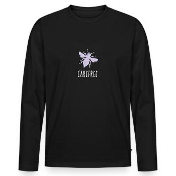Lila Pastell Bee Carefree Biene Be Carefree - Männer Premium Bio Langarmshirt - Schwarz - Vorne - Nico (187cm)