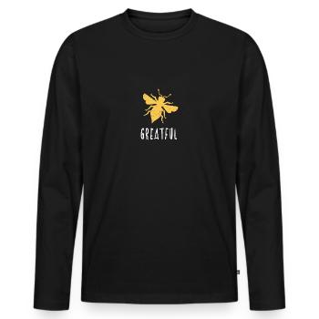 Yellow Bee Greatful Bee Be Greatful - Men's Premium Organic Long Sleeve Shirt - black - Front - Nico (187cm)