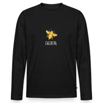 Abeille jaune Abeille gaie Soyez joyeux - T-shirt manches longues Premium bio Homme - noir - Devant - Nico (187cm)