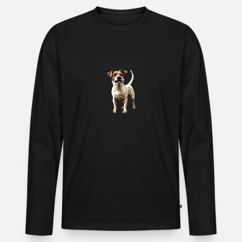 Jack Russel Terrier - Männer Premium Bio Langarmshirt - Schwarz