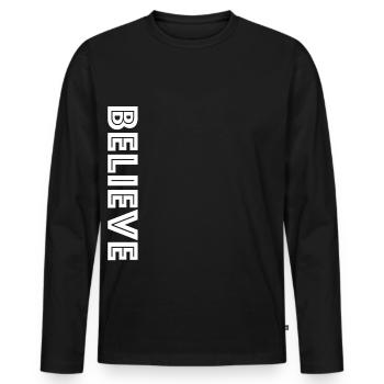 Faith | Motivation, Trust, Goal, Team - Men's Premium Organic Long Sleeve Shirt - black - Front - Nico (187cm)