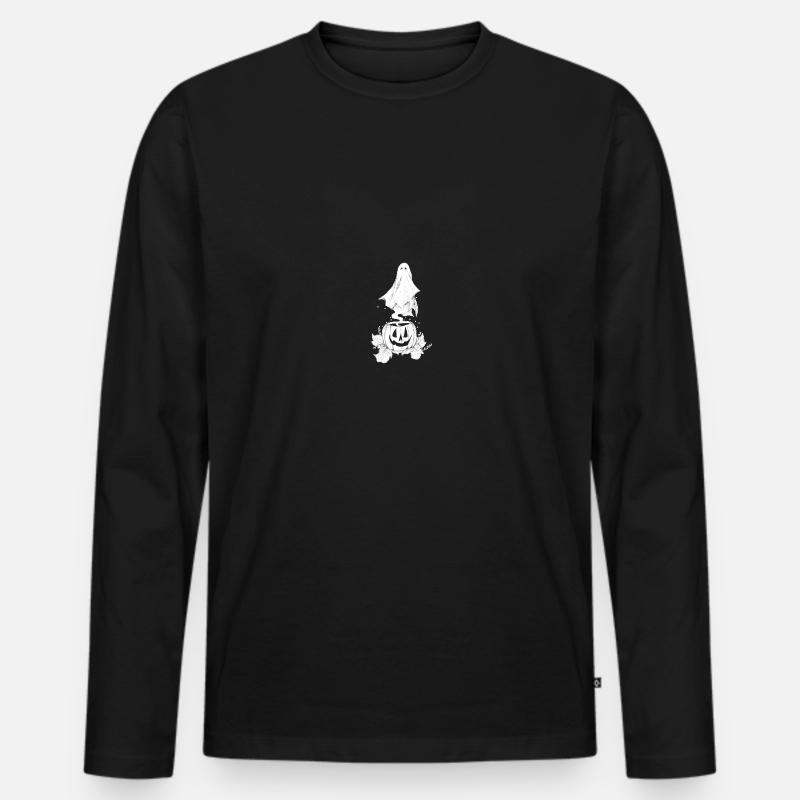 Ghost Kürbi - Männer Premium Bio Langarmshirt - Schwarz
