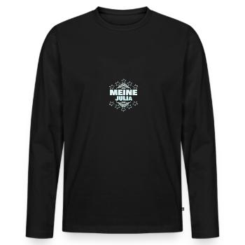 Julia als Mädchen - Männer Premium Bio Langarmshirt - Schwarz - Vorne - Nico (187cm)
