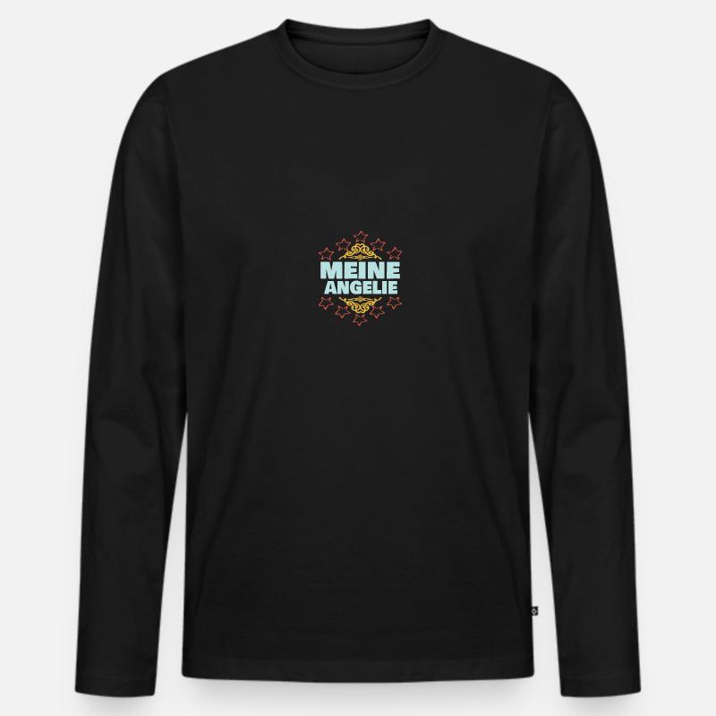 Angelie als Mädchen - Männer Premium Bio Langarmshirt - Schwarz