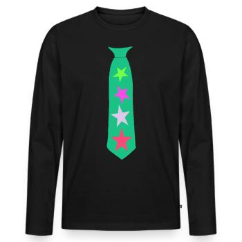 Tie Green with Stars - Jolie célébration - T-shirt manches longues Premium bio Homme - noir - Devant - Nico (187cm)