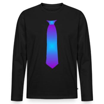 Cravate Bleu Violet - Dégradé - T-shirt manches longues Premium bio Homme - noir - Devant - Nico (187cm)