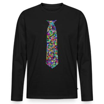 Krawatte Reptilien bunt - Krawatten Schlips Fake - Männer Premium Bio Langarmshirt - Schwarz - Vorne - Nico (187cm)