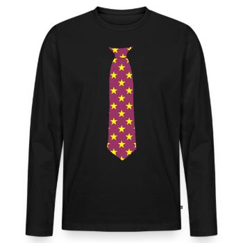 Tie - printed - Stars - Star pattern - Men's Premium Organic Long Sleeve Shirt - black - Front - Nico (187cm)