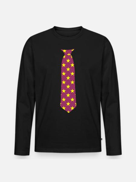 Tie - printed - Stars - Star pattern - Men's Premium Organic Long Sleeve Shirt - black