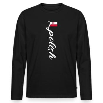 Pologne - T-shirt manches longues Premium bio Homme - noir - Devant - Nico (187cm)