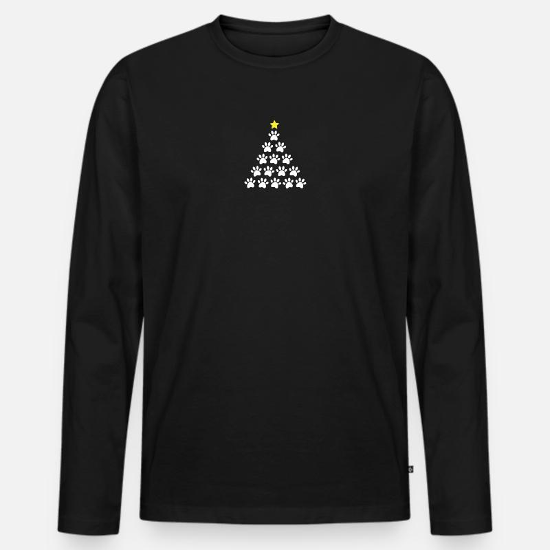 Weihnachtsbaum Pfote - Männer Premium Bio Langarmshirt - Schwarz