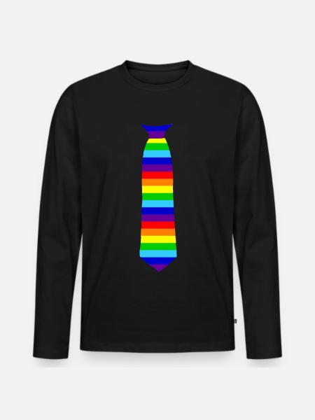 Krawatte Regenbogen bunt - Männer Premium Bio Langarmshirt - Schwarz