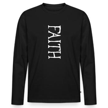 Faith Beautiful Vertical Christian Lettering - Men's Premium Organic Long Sleeve Shirt - black - Front - Nico (187cm)