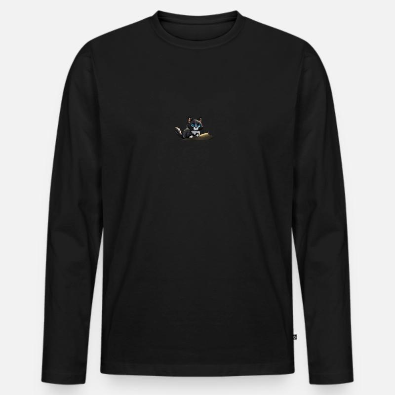 Cat on Tree - Männer Premium Bio Langarmshirt - Schwarz
