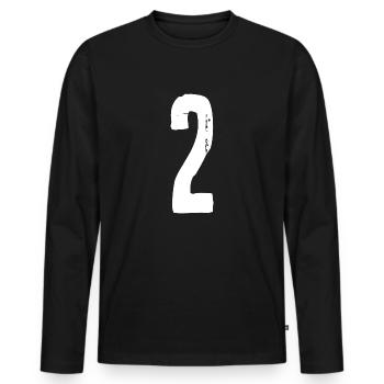 2 ! Numéro 2 - T-shirt manches longues Premium bio Homme - noir - Devant - Nico (187cm)