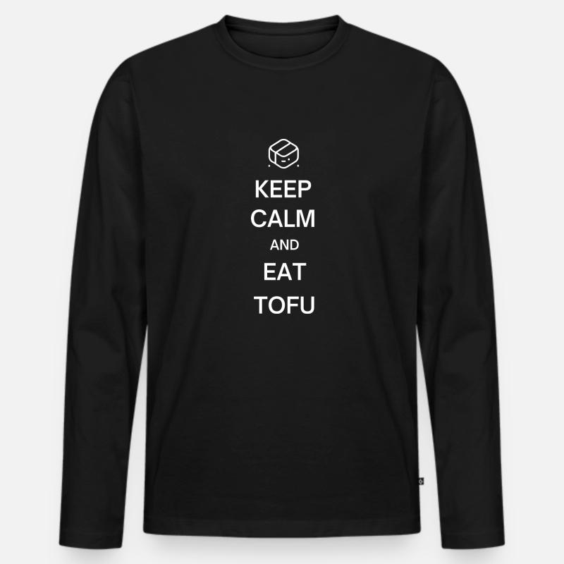 Keep Calm And Eat Tofu - Männer Premium Bio Langarmshirt - Schwarz