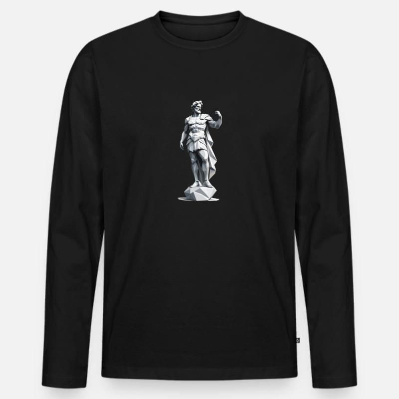 Griechischer Gott - Low Poly Design - Männer Premium Bio Langarmshirt - Schwarz