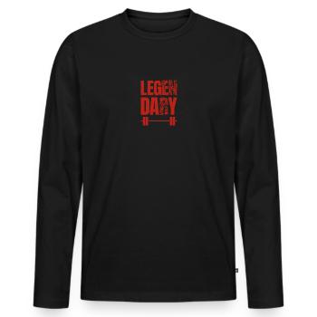 Bodybuilder Leg Day Barbell Strength Training - Men's Premium Organic Long Sleeve Shirt - black - Front - Nico (187cm)