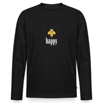 Yellow Bee Happy Bee Be Happy - Men's Premium Organic Long Sleeve Shirt - black - Front - Nico (187cm)