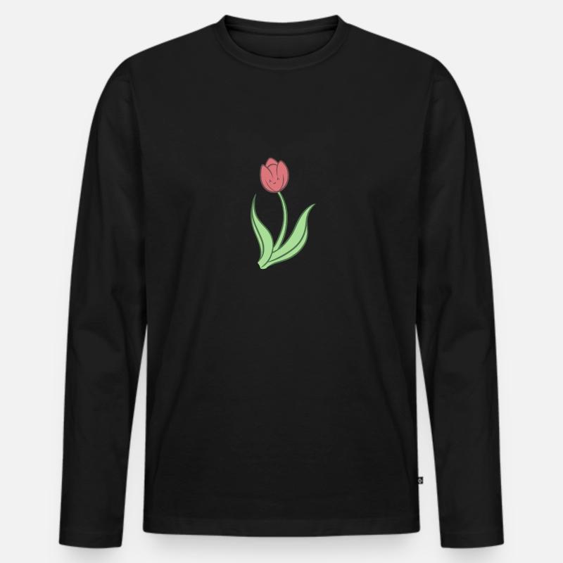 Süße Tulpe - Männer Premium Bio Langarmshirt - Schwarz