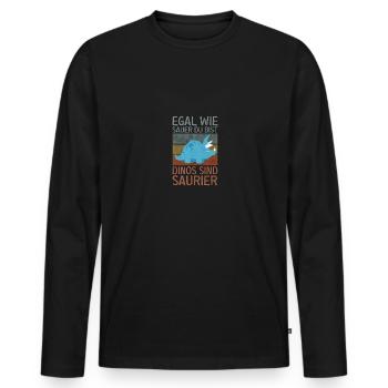 Dino Dinosaurier Trex Urzeit Geschenk - Männer Premium Bio Langarmshirt - Schwarz - Vorne - Nico (187cm)