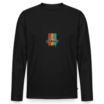 Adrian - Männer Premium Bio Langarmshirt - Schwarz - Vorne - Nico (187cm)