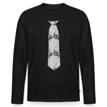 krawatte grau muster - Männer Premium Bio Langarmshirt - Schwarz - Vorne - Nico (187cm)