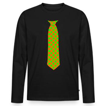 Krawatte dots gruen orange - Männer Premium Bio Langarmshirt - Schwarz - Vorne - Nico (187cm)