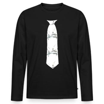 Krawatte Grau Muster - Männer Premium Bio Langarmshirt - Schwarz - Vorne - Nico (187cm)