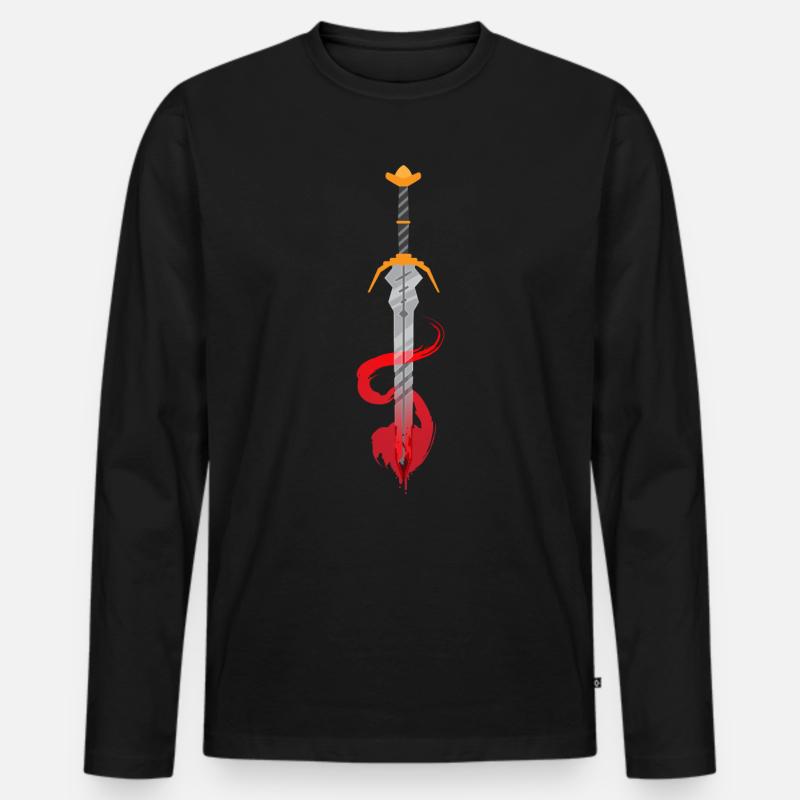 Fantastisches Ritter Schwert Mittelalter - Männer Premium Bio Langarmshirt - Schwarz