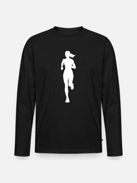 Silhouette de la coureuse marathonienne - T-shirt manches longues Premium bio Homme - noir