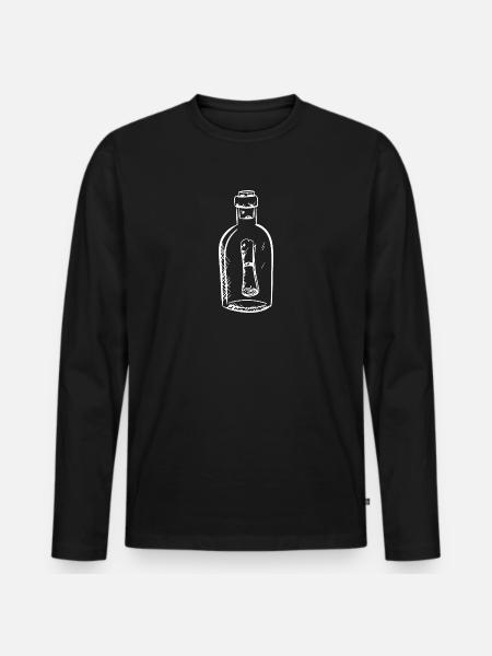 Flaschenpost Hand gezeichnet - Männer Premium Bio Langarmshirt - Schwarz