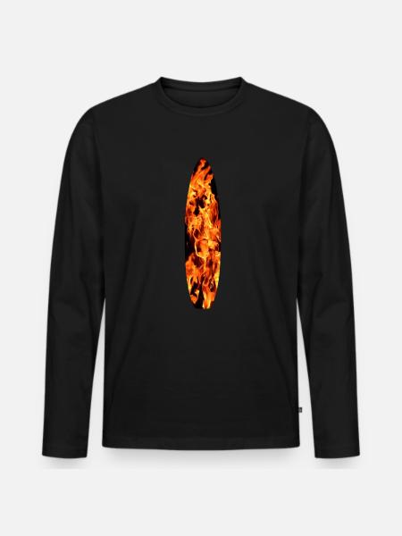 Surfboard in flames - Men's Premium Organic Long Sleeve Shirt - black