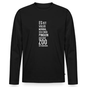 Pinguin Zoo Südpol Antarktis Vogel Vögel Schnee - Männer Premium Bio Langarmshirt - Schwarz - Vorne - Nico (187cm)