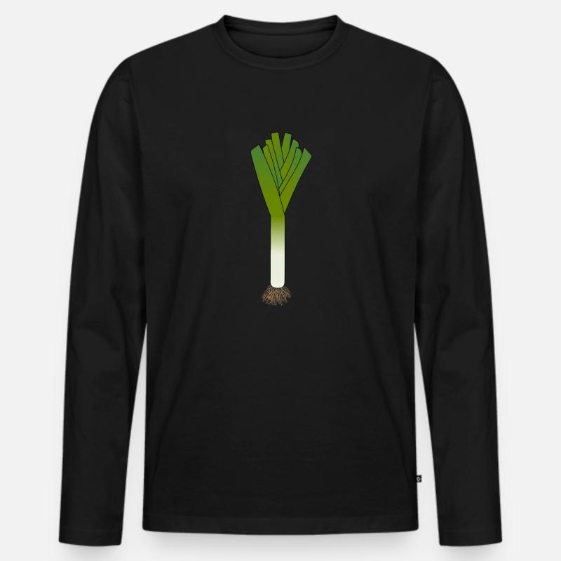 Lauch - Männer Premium Bio Langarmshirt - Schwarz