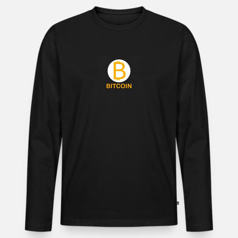 BTC-Bitcoin Logo - Männer Premium Bio Langarmshirt - Schwarz