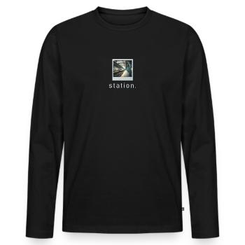 Station Vibe Rétro Photo - T-shirt manches longues Premium bio Homme - noir - Devant - Nico (187cm)
