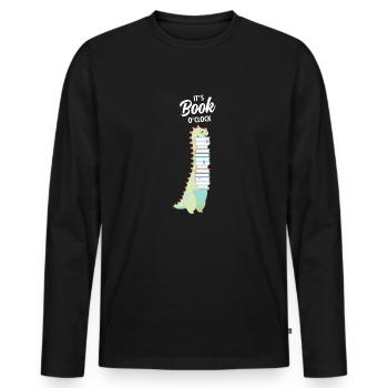 It's Book O'Clock, Dinosaur, Dino, T Rex - T-shirt manches longues Premium bio Homme - noir - Devant - Nico (187cm)