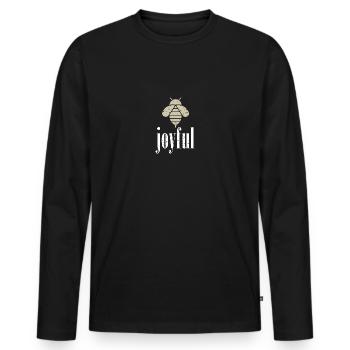Beige Bee Joyful Biene Be Joyful - Männer Premium Bio Langarmshirt - Schwarz - Vorne - Nico (187cm)