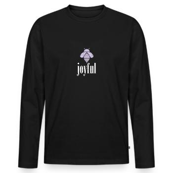Lila Pastell Bee Joyful Biene Be Joyful - Männer Premium Bio Langarmshirt - Schwarz - Vorne - Nico (187cm)