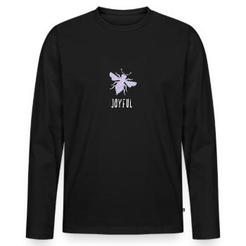 Lila Pastell Bee Joyful Biene Be Joyful - Männer Premium Bio Langarmshirt - Schwarz - Vorne - Nico (187cm)